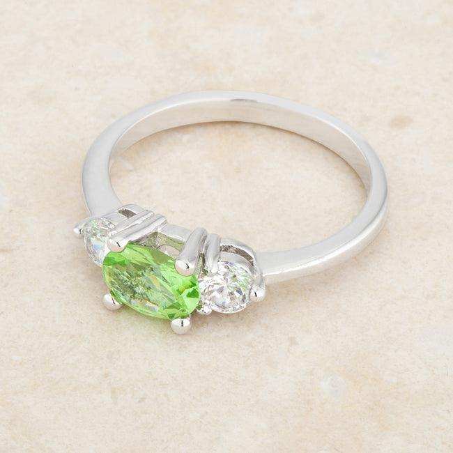 Miranna 1.2ct Peridot CZ Rhodium Classic Oval Ring - JGI - Flyclothing LLC