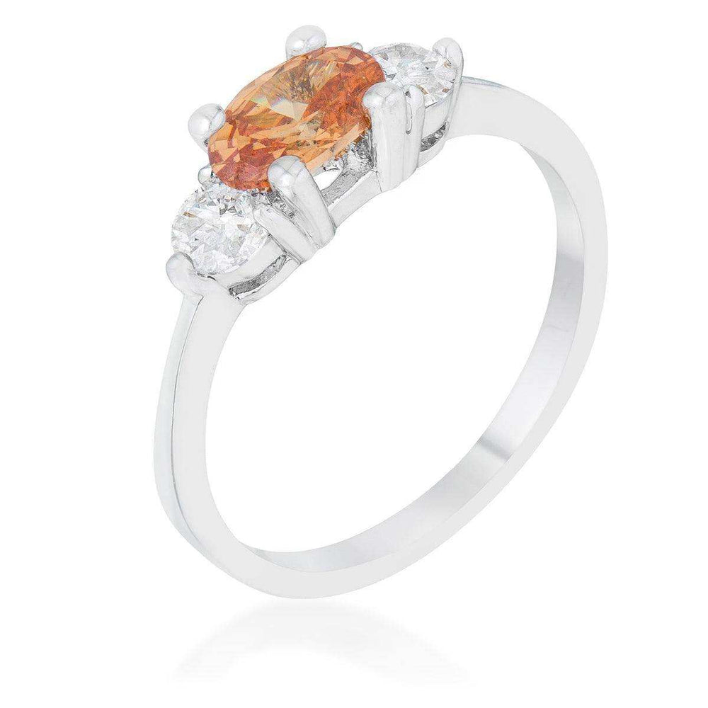 Miranna 1.2ct Champagne CZ Rhodium Classic Oval Ring - JGI - Flyclothing LLC