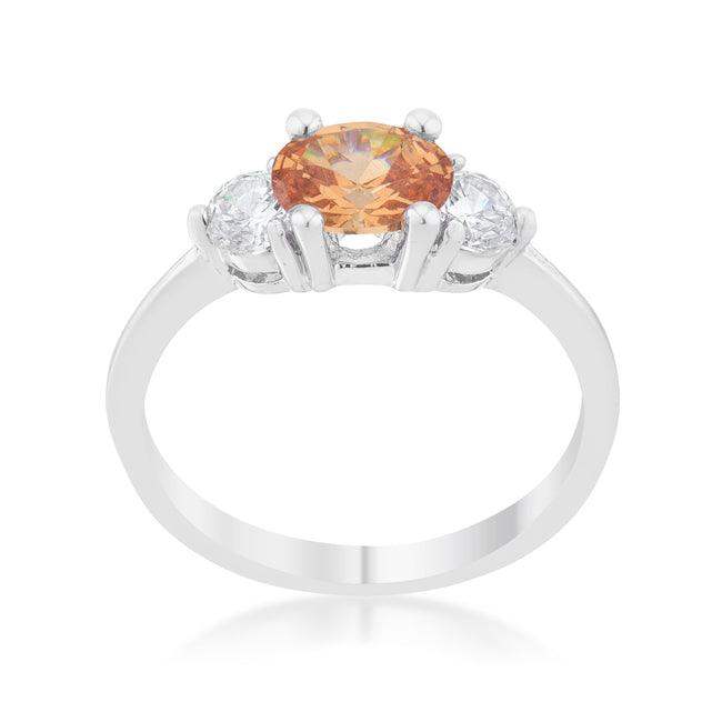Miranna 1.2ct Champagne CZ Rhodium Classic Oval Ring - JGI - Flyclothing LLC