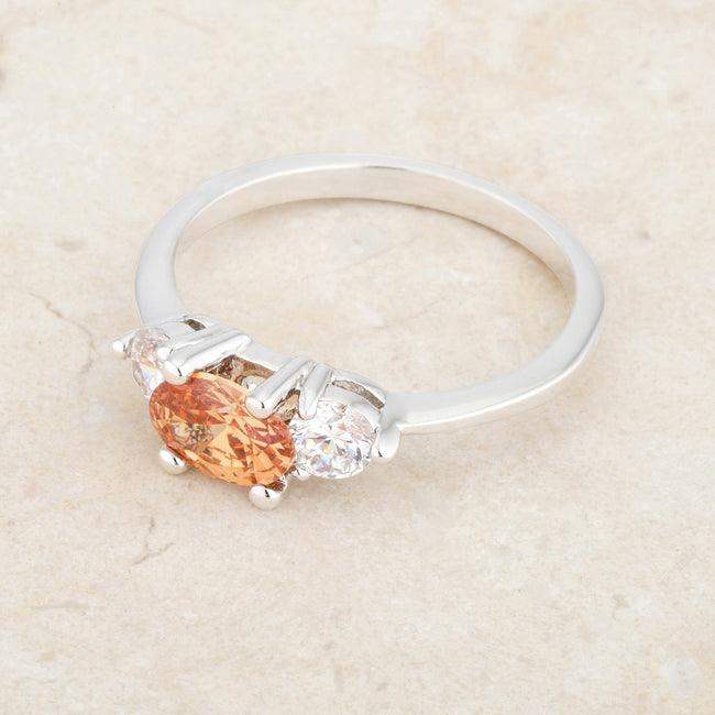 Miranna 1.2ct Champagne CZ Rhodium Classic Oval Ring - JGI - Flyclothing LLC