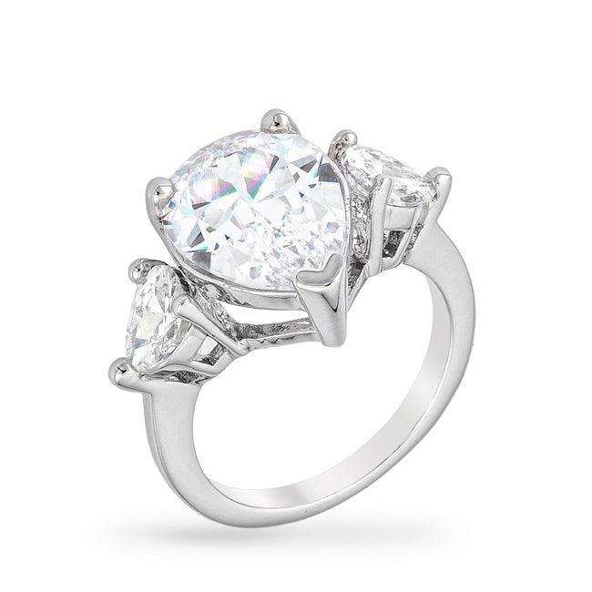Cubic Zirconia Pear Triplet Ring - JGI - Flyclothing LLC