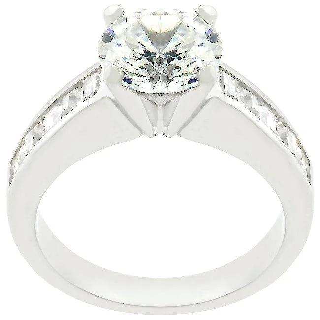 Classic Rhodium Plated Engagement Ring - JGI - Flyclothing LLC