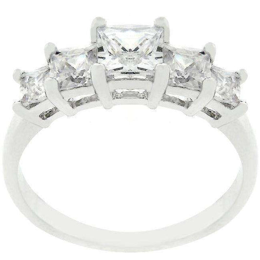 5-Stone Anniversary Ring in Rhodium Plated - JGI - Flyclothing LLC