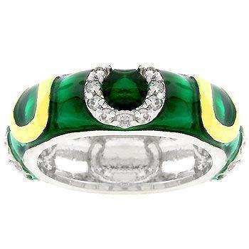 Green Enamel Horseshoe Ring - JGI - Flyclothing LLC