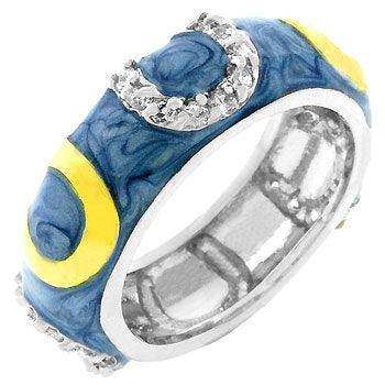 Blue Enamel Horseshoe Ring - JGI - Flyclothing LLC