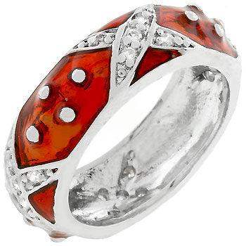 Marbled Ruby Red Enamel Ring - JGI - Flyclothing LLC