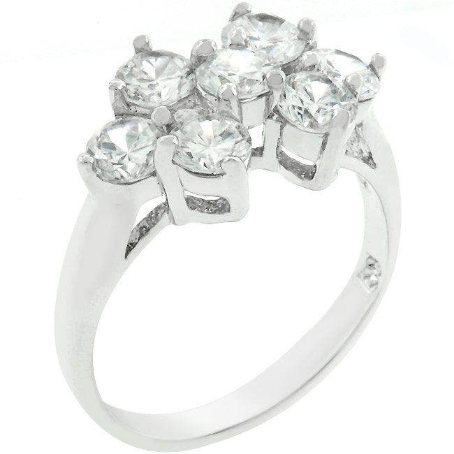 Round Cubic Zirconia Cluster Ring - JGI - Flyclothing LLC