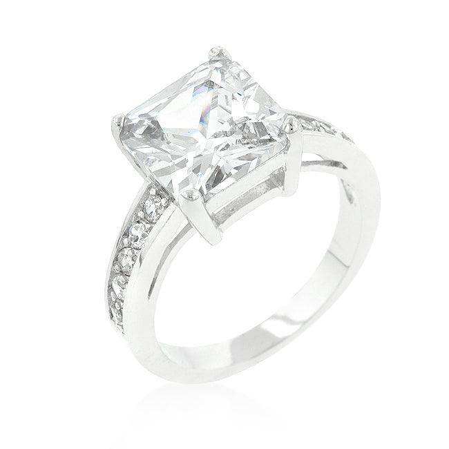 Classic Princess Cut Raised Pave Engagement Ring - JGI - Flyclothing LLC
