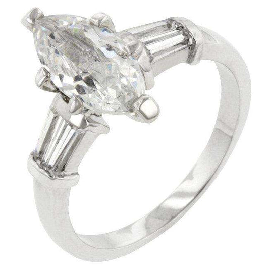 Rhodium Plated Marquise Centerpiece Ring - JGI - Flyclothing LLC
