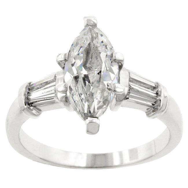 Rhodium Plated Marquise Centerpiece Ring - JGI - Flyclothing LLC