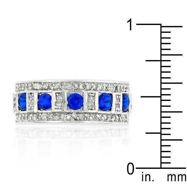 Blue and Clear Encrusted Rhodium Plated Ring - JGI - Flyclothing LLC