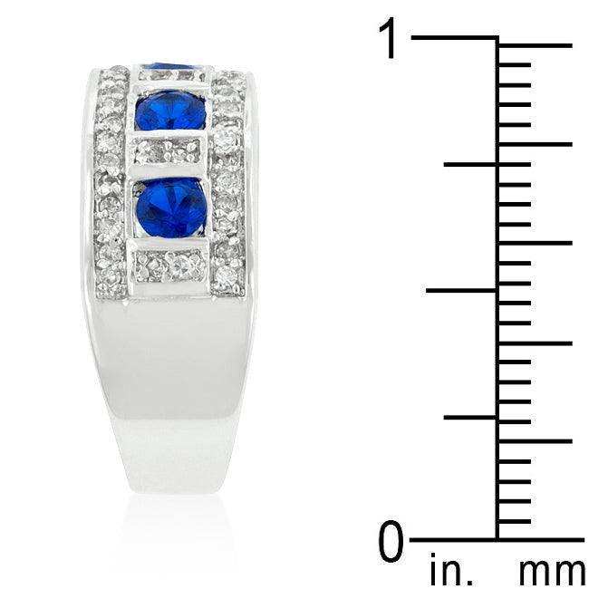 Blue and Clear Encrusted Rhodium Plated Ring - JGI - Flyclothing LLC