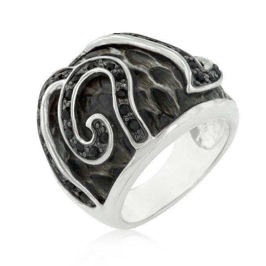 Black Cubic Zirconia Snake Inspired Cocktail Ring - JGI - Flyclothing LLC