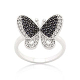 Black and White Cubic Zirconia Butterfly Ring - JGI - Flyclothing LLC