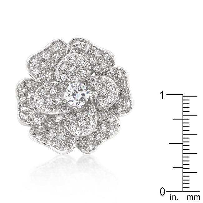 Large Flower Cubic Zirconia Cocktail Ring - JGI - Flyclothing LLC
