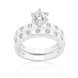 Bezel Set Round Cut Bridal Ring Set - JGI - Flyclothing LLC