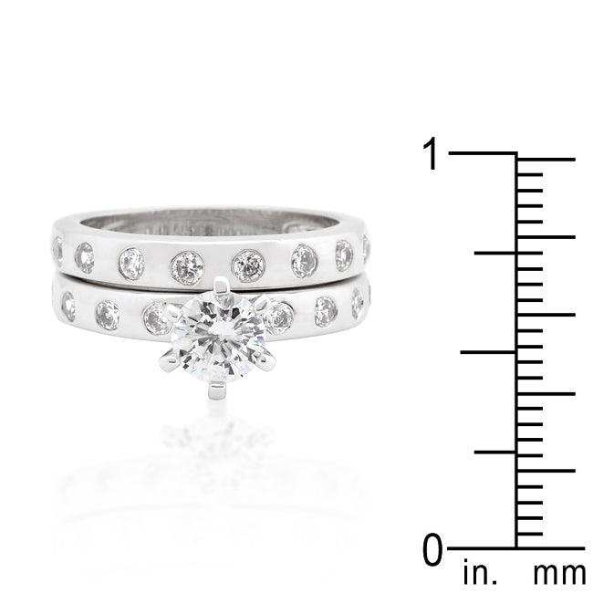 Bezel Set Round Cut Bridal Ring Set - JGI - Flyclothing LLC