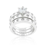 Bezel Set Engagement Ring Set - JGI - Flyclothing LLC