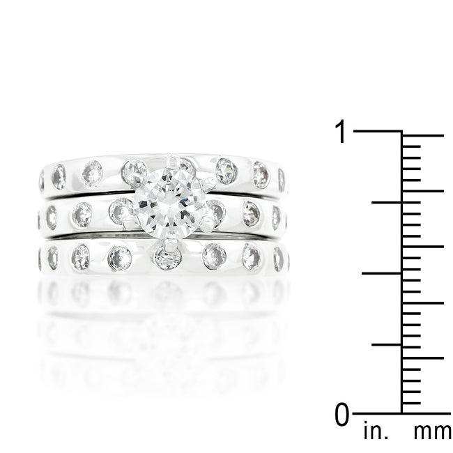 Bezel Set Engagement Ring Set - JGI - Flyclothing LLC