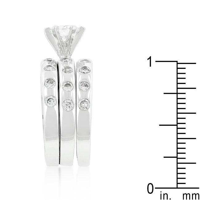 Bezel Set Engagement Ring Set - JGI - Flyclothing LLC