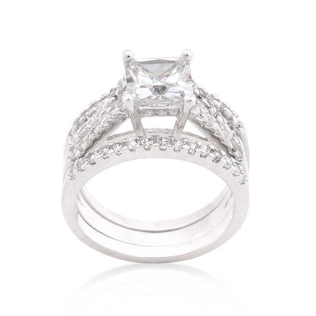 Princess Cut Cubic Zirconia Triple Bridal Set - JGI - Flyclothing LLC