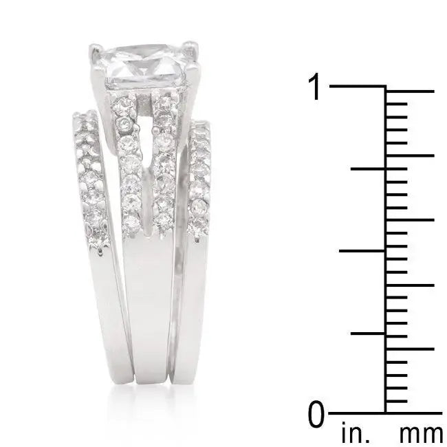 Princess Cut Cubic Zirconia Triple Bridal Set - JGI - Flyclothing LLC