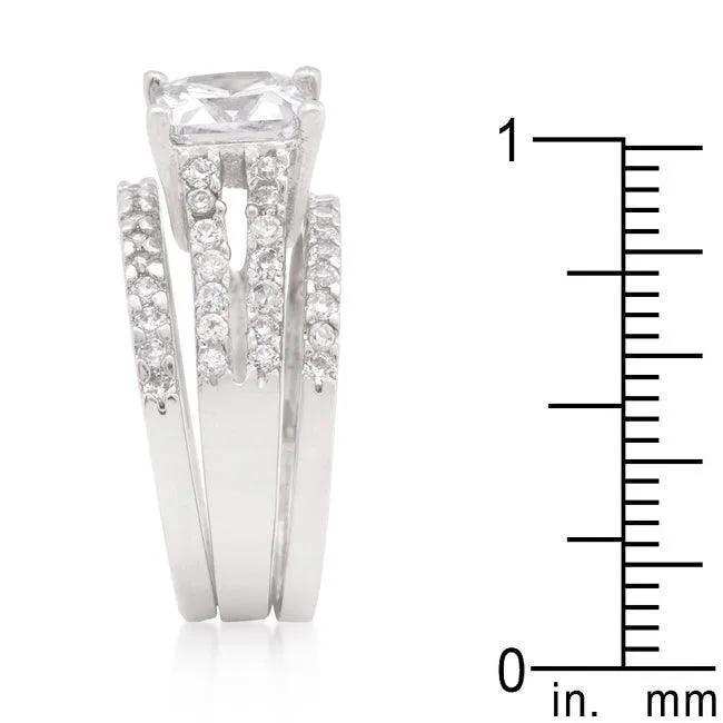 Princess Cut Cubic Zirconia Triple Bridal Set - JGI - Flyclothing LLC