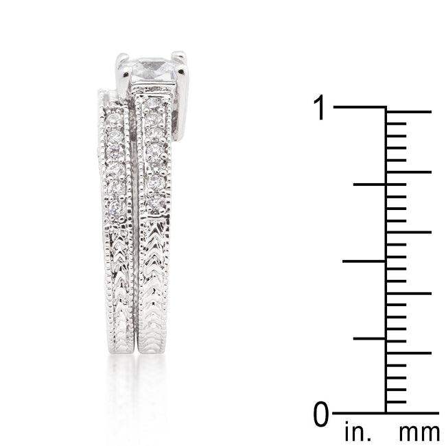 Princess Cut Filigree Bridal Ring Set - JGI - Flyclothing LLC