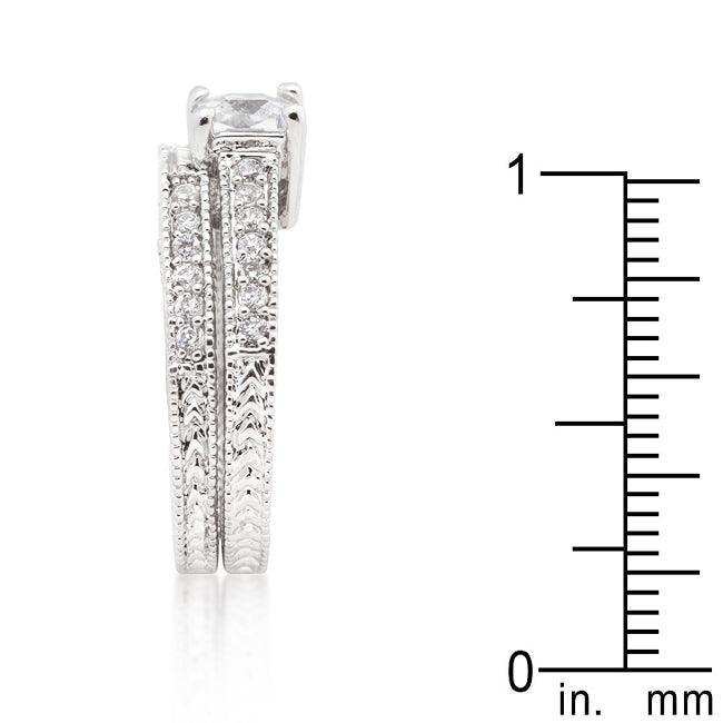 Princess Cut Filigree Bridal Ring Set - JGI - Flyclothing LLC