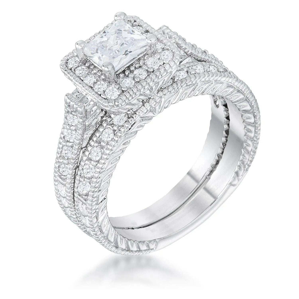 Art Deco Princess Cut Bridal Set - JGI - Flyclothing LLC