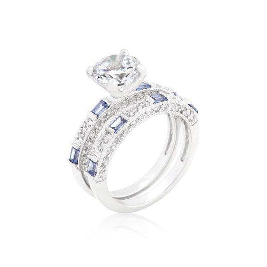 Clear and Tanzanite Cubic Zirconia Ring Set - JGI - Flyclothing LLC