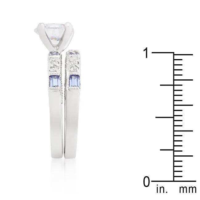 Clear and Tanzanite Cubic Zirconia Ring Set - JGI - Flyclothing LLC