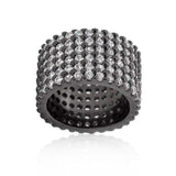 Hematite Wide Pave Cubic Zirconia Ring - JGI - Flyclothing LLC