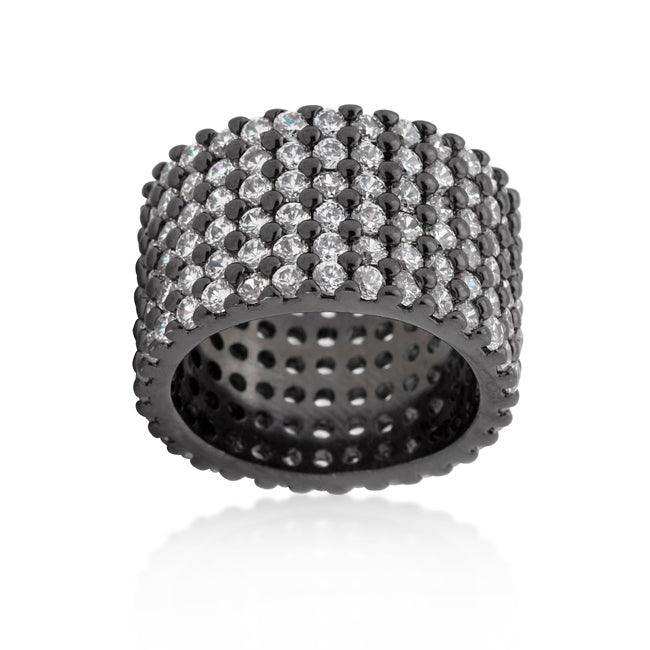 Hematite Wide Pave Cubic Zirconia Ring - JGI - Flyclothing LLC