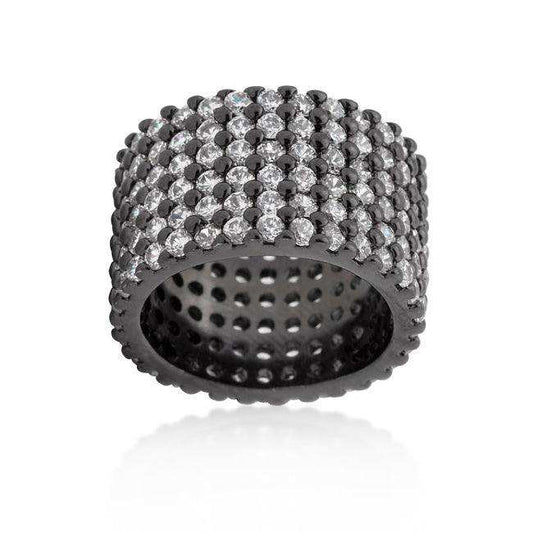 Hematite Wide Pave Cubic Zirconia Ring - JGI - Flyclothing LLC
