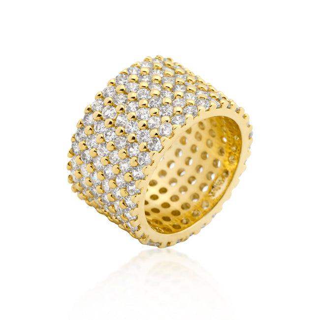 Goldtone Finishd Wide Pave Cubic Zirconia Ring - JGI - Flyclothing LLC
