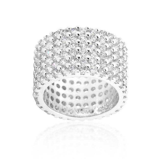 Rhodium Plated Finishd Wide Pave Cubic Zirconia Ring - JGI - Flyclothing LLC