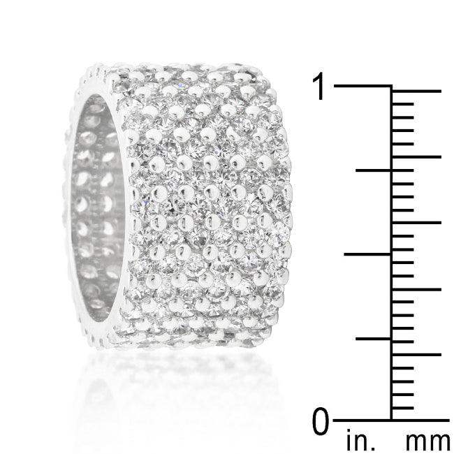 Rhodium Plated Finishd Wide Pave Cubic Zirconia Ring - JGI - Flyclothing LLC