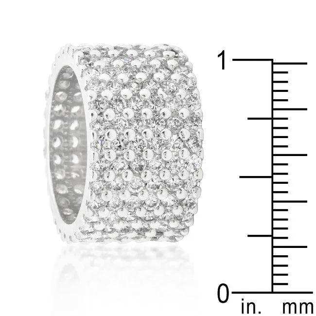 Rhodium Plated Finishd Wide Pave Cubic Zirconia Ring - JGI - Flyclothing LLC