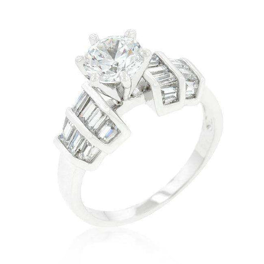 Tapered Baguette Cubic Zirconia Engagement Ring - JGI - Flyclothing LLC