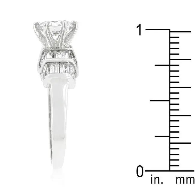 Tapered Baguette Cubic Zirconia Engagement Ring - JGI - Flyclothing LLC