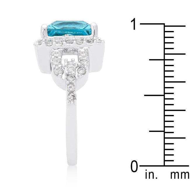 Halo Style Princess Cut Aqua Blue Cocktail Ring - JGI - Flyclothing LLC
