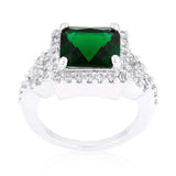 Halo Style Princess Cut Emerald Green Cocktail Ring - JGI - Flyclothing LLC