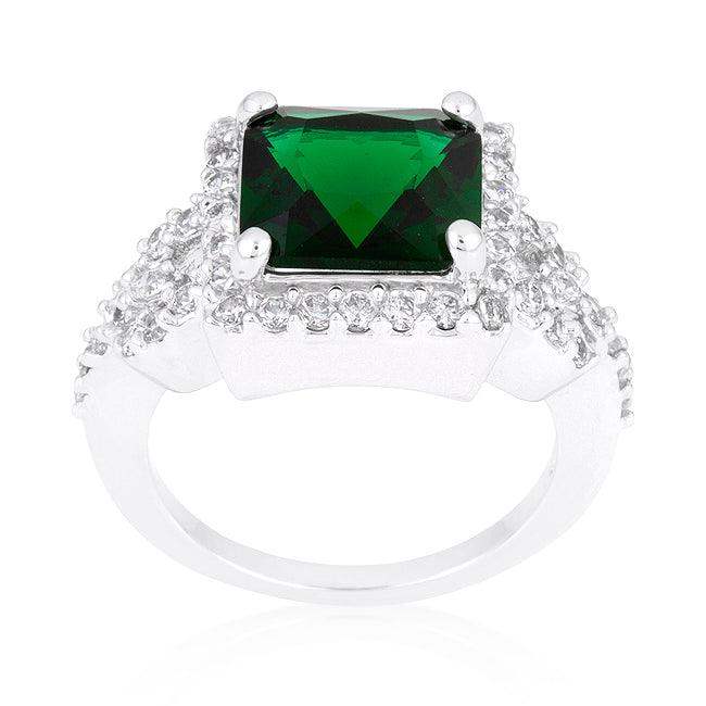 Halo Style Princess Cut Emerald Green Cocktail Ring - JGI - Flyclothing LLC