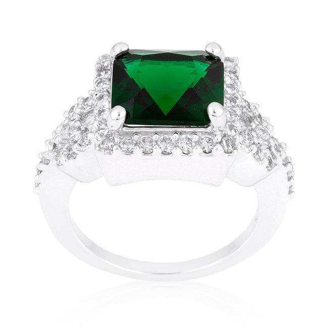 Halo Style Princess Cut Emerald Green Cocktail Ring - JGI - Flyclothing LLC