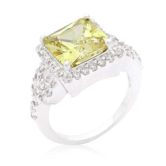 Halo Style Princess Cut Peridot Cocktail Ring - JGI - Flyclothing LLC