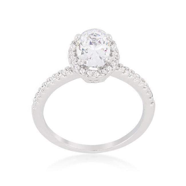 Oval-Cut Floating Halo Cubic Zirconia Engagement Ring - JGI - Flyclothing LLC