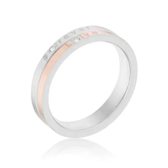 Two Tone Inspiration Band Ring With Cubic Zirconia - JGI - Flyclothing LLC