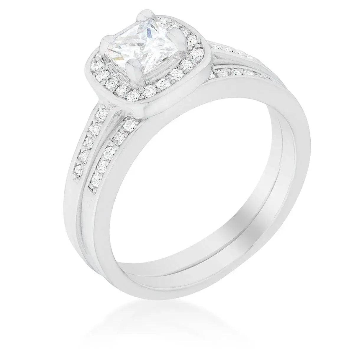 Pave Cushion Wedding Ring Set - JGI - Flyclothing LLC