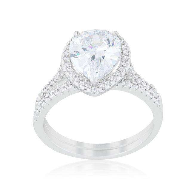 Halo Solitaire Pear Engagement Ring - JGI - Flyclothing LLC